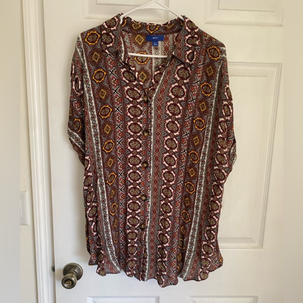 Apt. 9 Multicolor Patterned Button Down Shirt